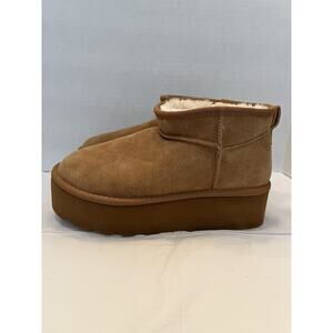 Cushionaire Women's Cozy Classic Platform Tan Chestnut Ankle Boots Size 9